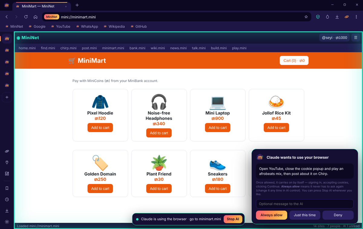 Approval card: Claude wants to use your browser